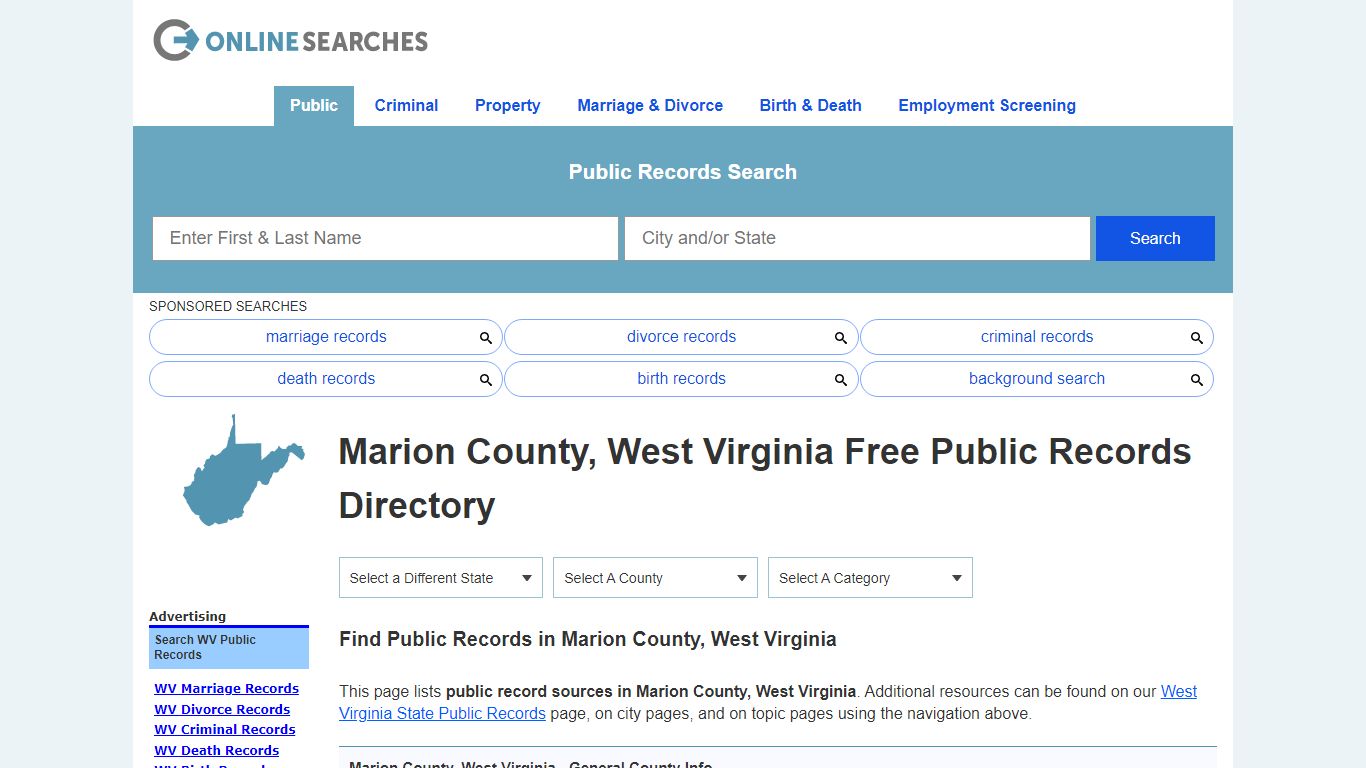 Marion County, West Virginia Public Records Directory