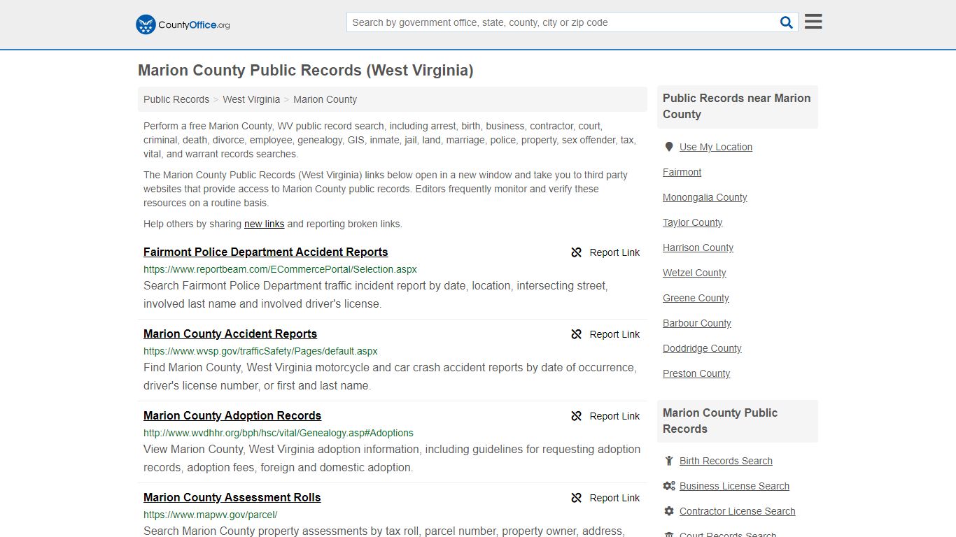 Public Records - Marion County, WV (Business, Criminal ...