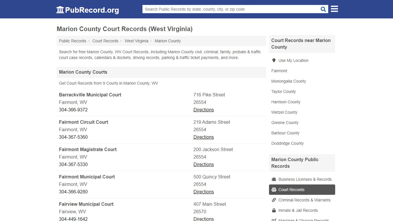 Marion County Court Records (West Virginia) - Public Record